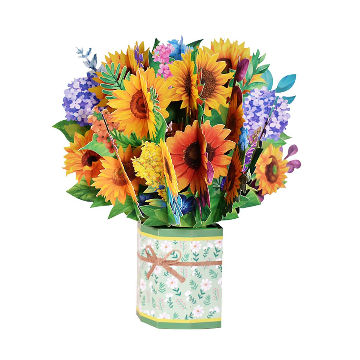 RUICK Pop Up Card Greeting Cards for Mom, 9.8 X 9.8'' 3D Paper Flower Card Birthday Card Pop Up Bouquet Card with Blank Envelope for Birthday, Mother's Day, Anniversary (Sunflower)