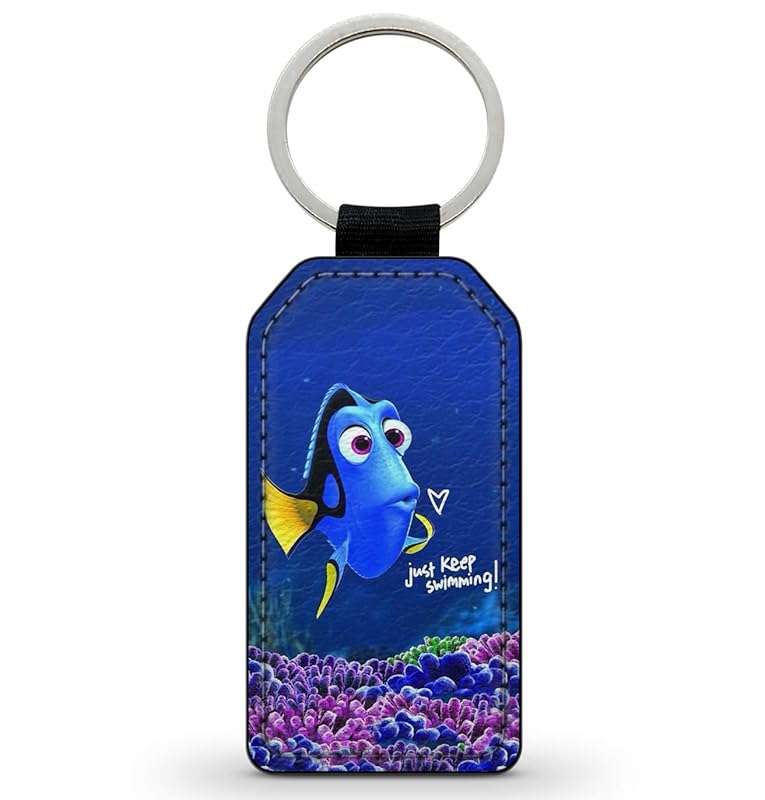 Keychain Key Ring llavero Accessory FauxLeather Just Keep Swimming