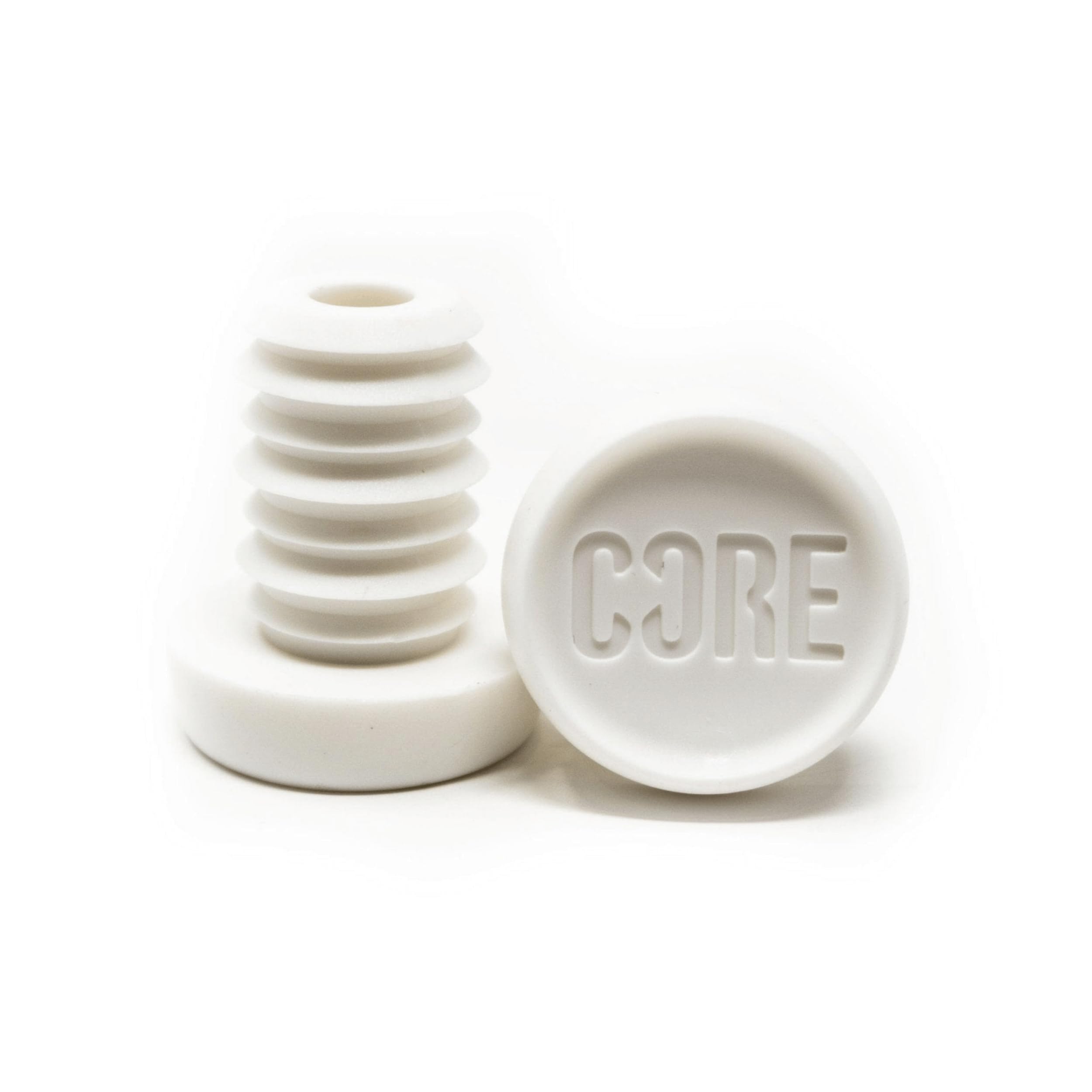 CORE Bar Ends Plugs - Resin Push-In Plugs for Scooter/Bike/BMX Universal Bar Ends for Handlebar End Caps (White, Aluminium Bar (16.5mm))