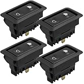X AUTOHAUX 4pcs DC 12V Universal 6 Pins Momentary Electric Illuminated Power Window Switch for Car Random Light Lamp Color