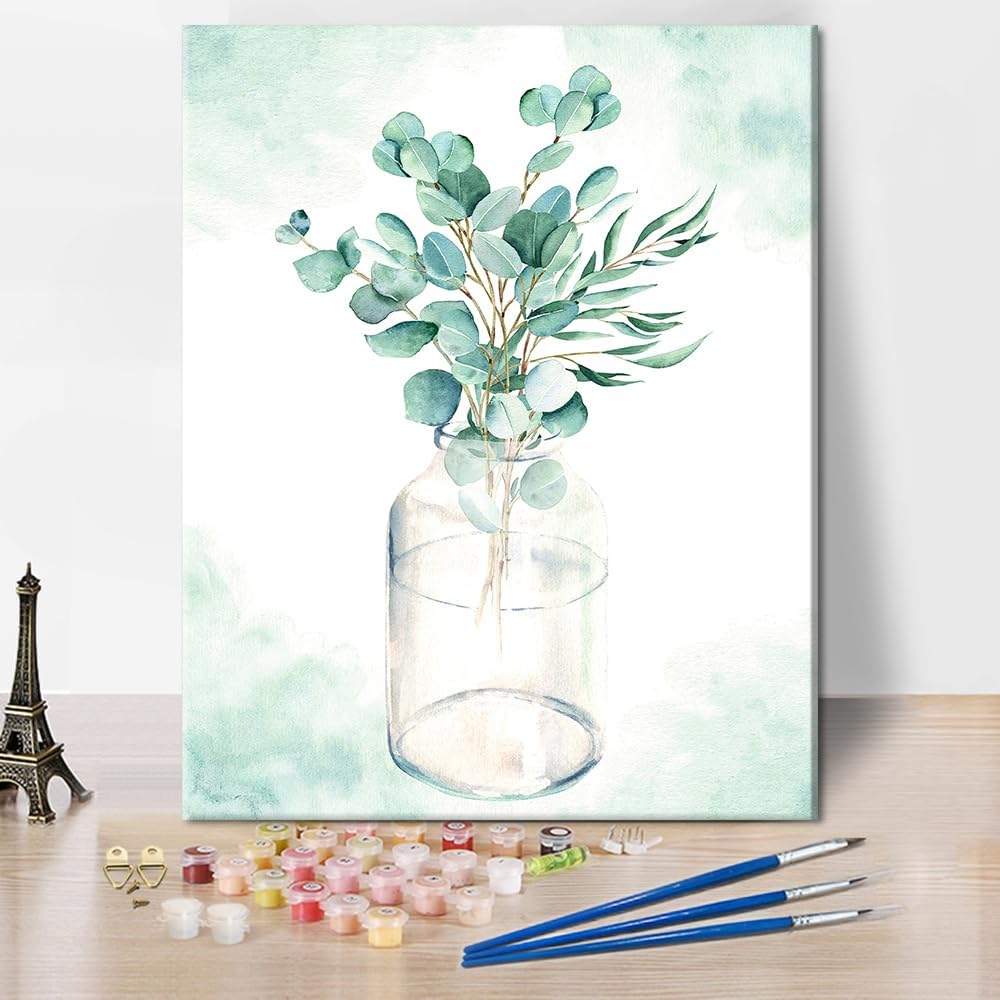 Paintings - TUMOVO DIY Paint by Numbers for Adults Beginner Kids Plant and Bottle Adults' Paint-by-Number Kits with Brushes and Acrylic Pigment Oil Hand Painting Art Crafts 16