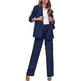 luvamia 2 Piece Outfits for Women Dressy Long Blazer Jackets High Waisted Wide Leg Pants Suits Set Business Casual Office