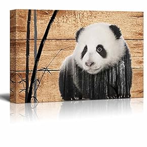 Double Exposure Rustic Giant Panda in The Wild...