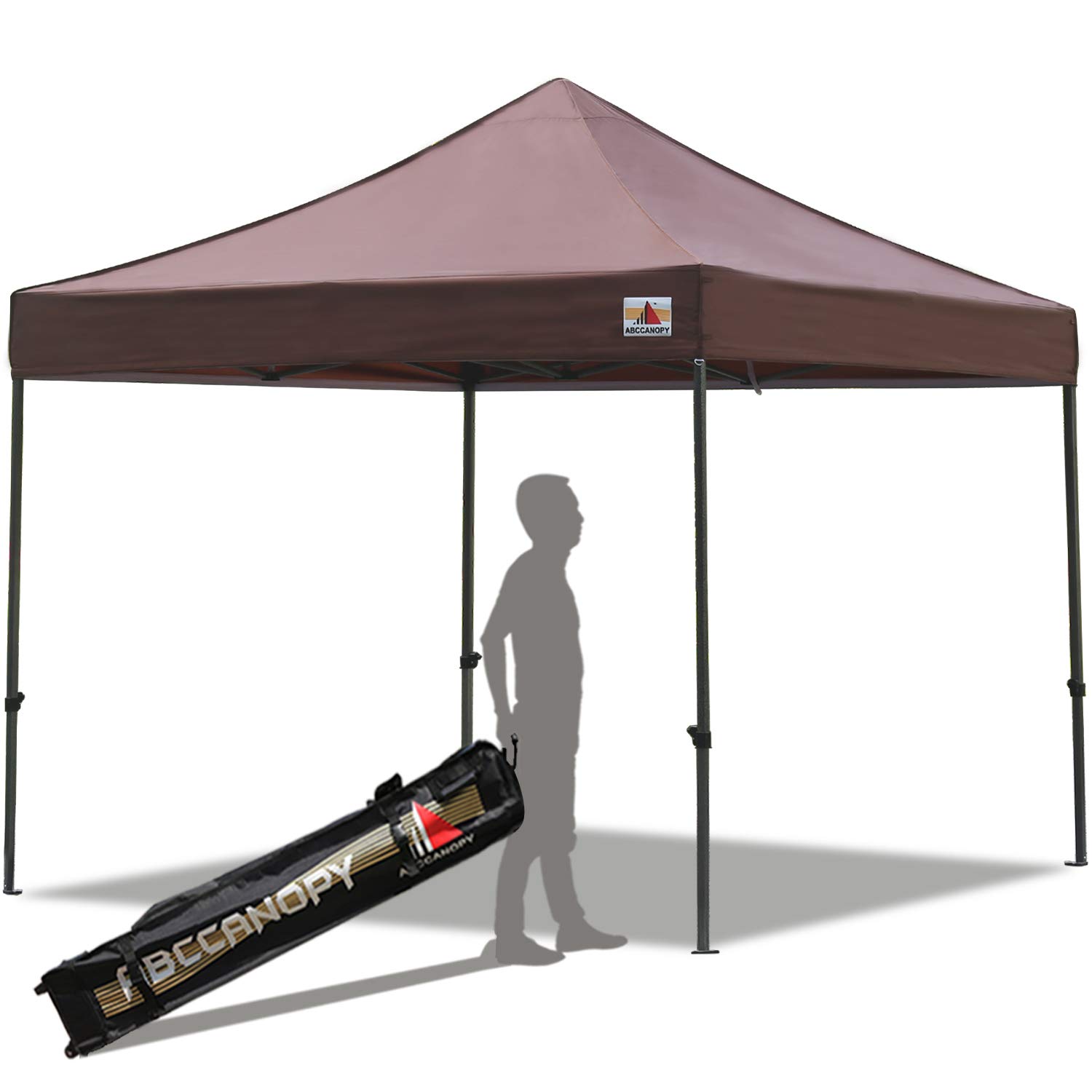 ABCCANOPY Pop up Canopy Tent Commercial Instant Shelter with Wheeled Carry Bag, 10x10 FT Brown