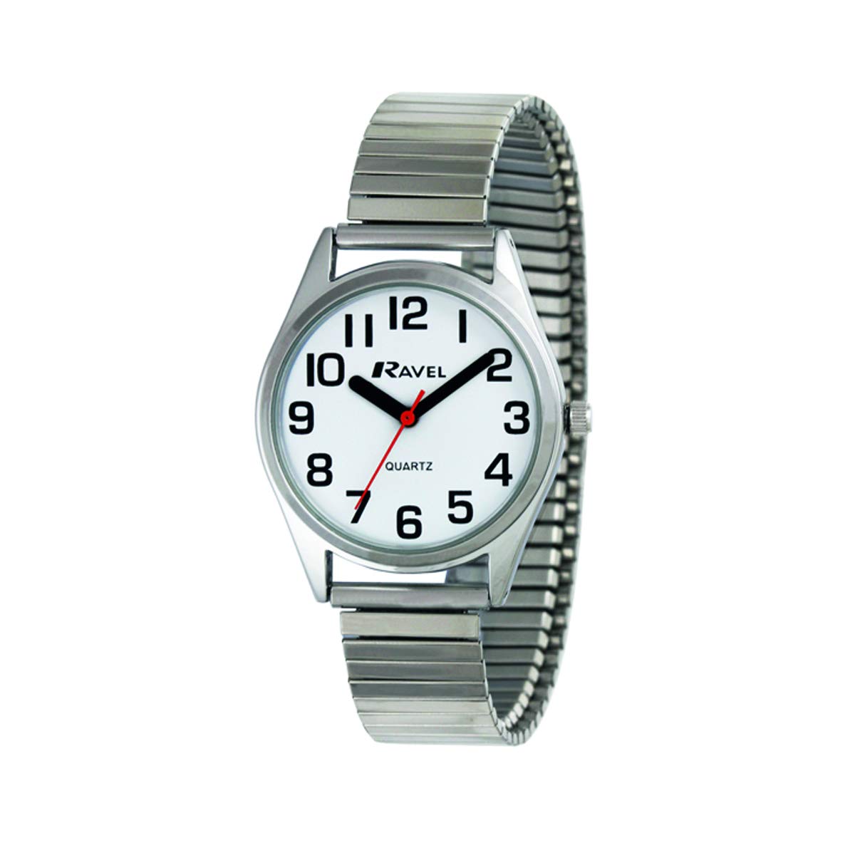 Ravel - Women's Super Bold Sight Aid Watch with Big Numbers on Stainless Steel Expander Bracelet - Silver Tone — image 1