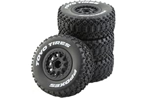 Lifehead 1/10 RC Short Course Truck Tires for All Terrain，Suitable for TRAXXAS Slash4X4 HuanQi 727 ARRMA SENTON 3S Losi Ford Raptor Baja Rey/ 113mm OD High-Performance Short-haul Truck Tires（Black）