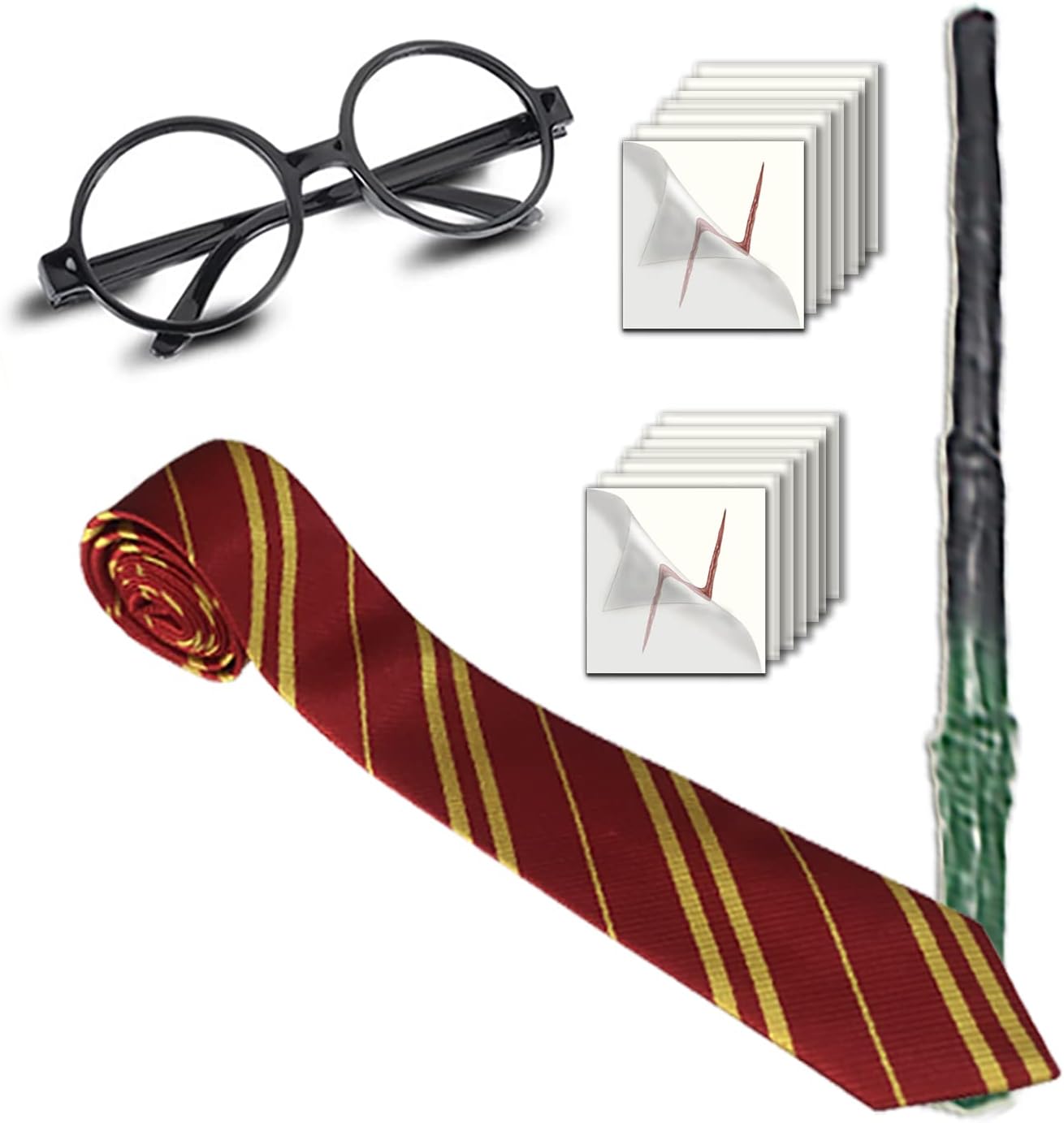 Tapestries - YoHold Wizard Cosplay Decoration-Wizard Glasses Frame,Lightning Tattoo,Magic Wand,Tie for Halloween,Birthday Party Supplies