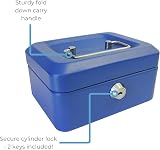 Cathedral Products Key Lockable Cash Box 6 Inch Blue with 6 Compartment Tray view 4