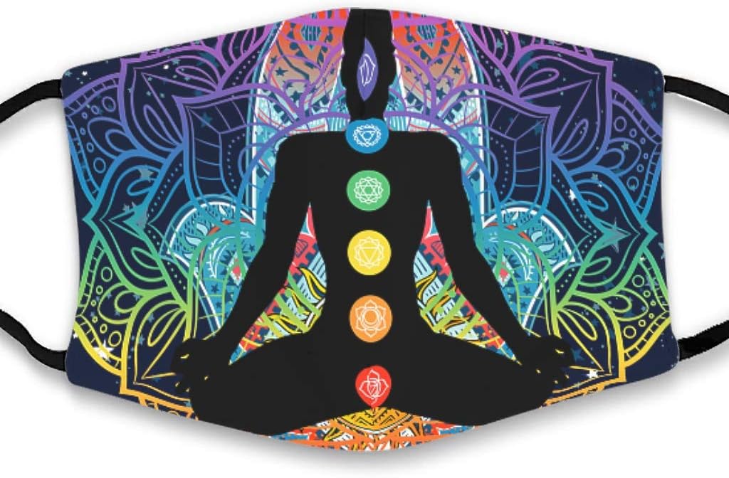 Chakra Yoga Meditation Hamsa Hand Mouth Cover with Ear Loops Washable and Reusable Dust Proof Cover for Cold Dust Outdoors