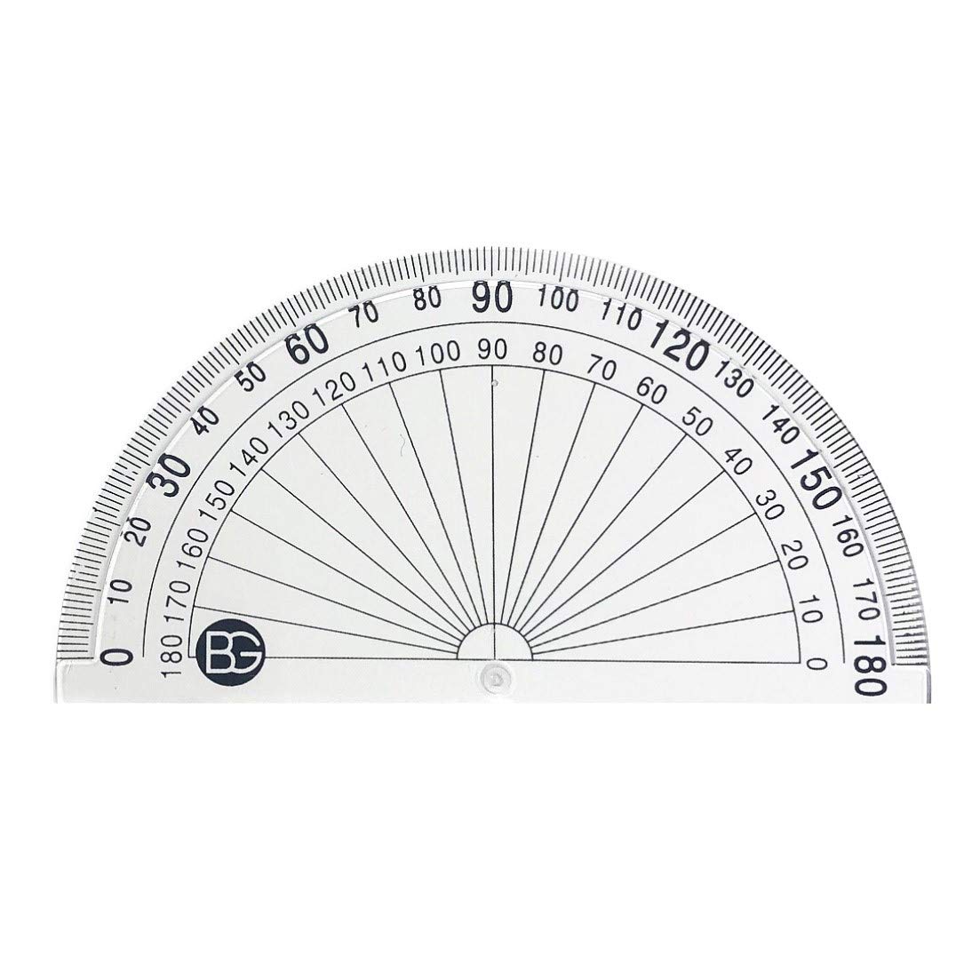 Clear Plastic Maths Angle Measure Reverse Scale 10cm Protractors 180 Degree - Pack of 20