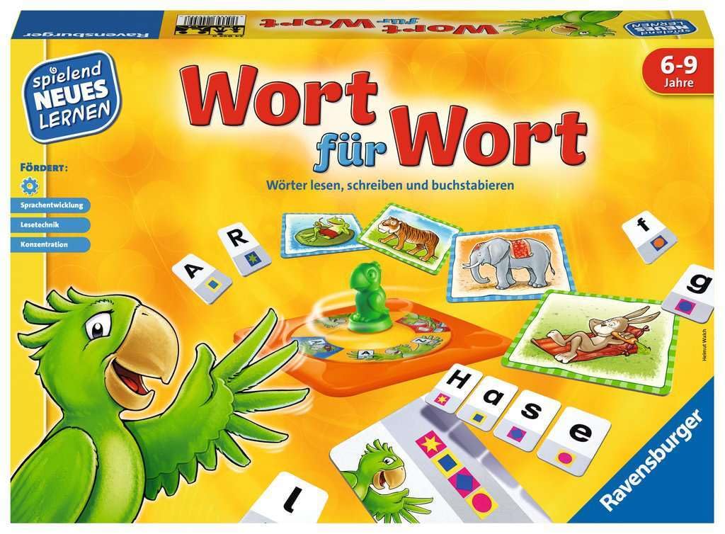 Ravensburger 24955 Word for Word, Playing and Learning for Children, Educational Game for Children from 6-9 Years, Playing New Learning for 1-4 Players, Great, Yellow
