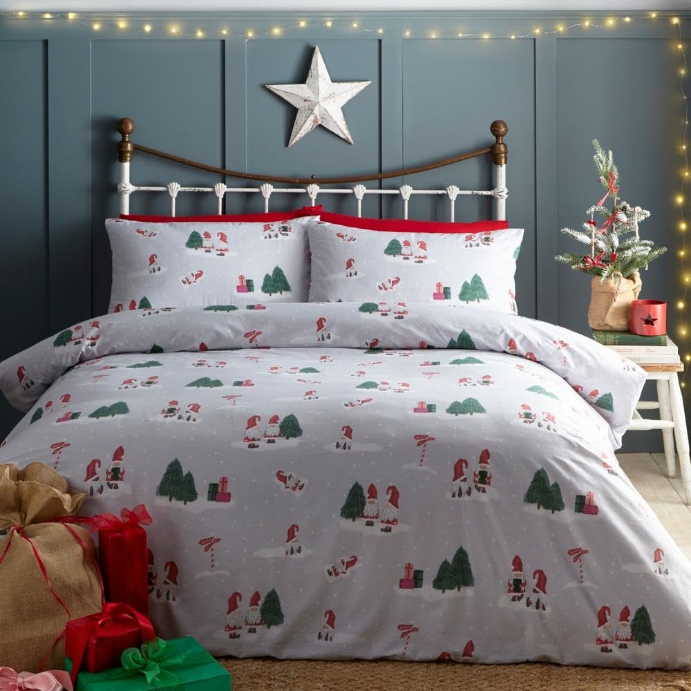 Charlotte Thomas Gonkville Christmas Duvet Cover Set Xmas Gonk Bedding Set Single, Grey