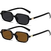 AIEYEZO Retro Rectangular Sunglasses for Women Fashion Square Sun Glasses Trendy Vintage Small Frame Shades