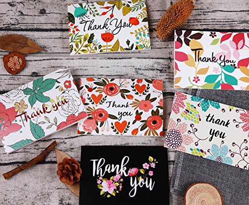 Thank You Cards Greeting Cards with Envelopes - Thank You Notes for Baby Shower, Wedding, Bridal Shower, Business, Anniversary and more - 48 Assorted Bulk Pack - 6 Deisgns Blank Inside 4 x 6 inches
