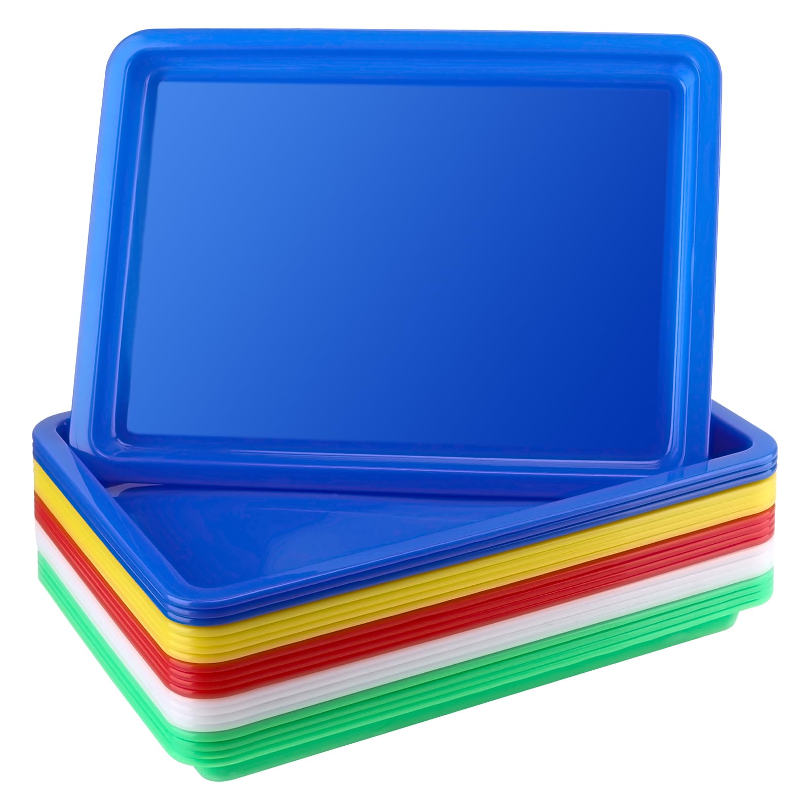 ZEONHEI 20 PCS A4 Plastic Art Activity Trays, 34 x 25 cm Multicolor Craft Organizer Trays, Stackable Sensory Tray, Messy Play Tray for Craft DIY Organizing Storage, Serving