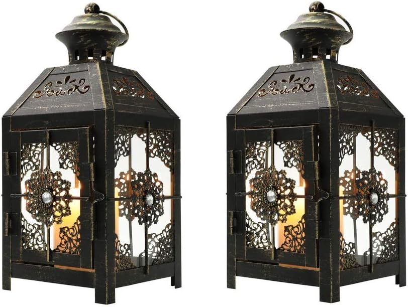 JHY DESIGN Set of 2 Decorative laterns 23 cm High Vintage Style Hanging
