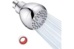 BAIKAISHUII High Pressure Shower Head 3 Inches Showerhead Chrome with Adjustable Swivel Brass Ball Joint Best Pressure Boosting, Wall Mount,Fixed, Bathroom Showerhead For Low Flow Showers Anti-clog leak