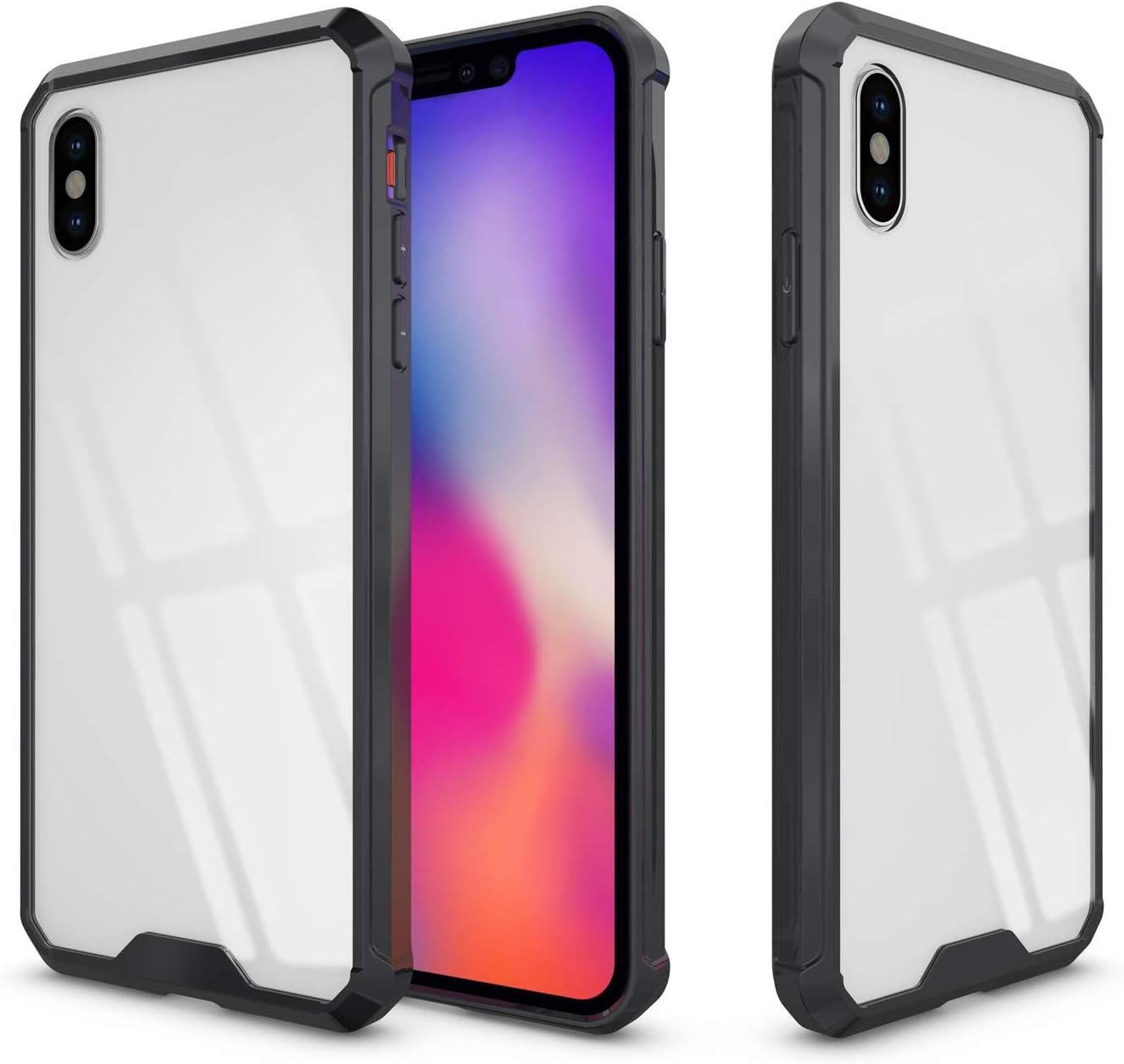 ITEUU Phone Case for iPhone Xs Max Case Anti-Knock Shockproof Transparent Air Cushion Acrylic Back Cover for iPhone Xs Max (Black)
