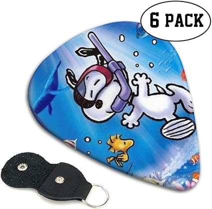 Amazon ギターピック スヌーピー 6枚セット それぞれ厚さ おにぎり型 ティアドロップ型 0 46 0 71 0 96mm 収納ケース付き かわいい おしゃれ ギターピック 楽器