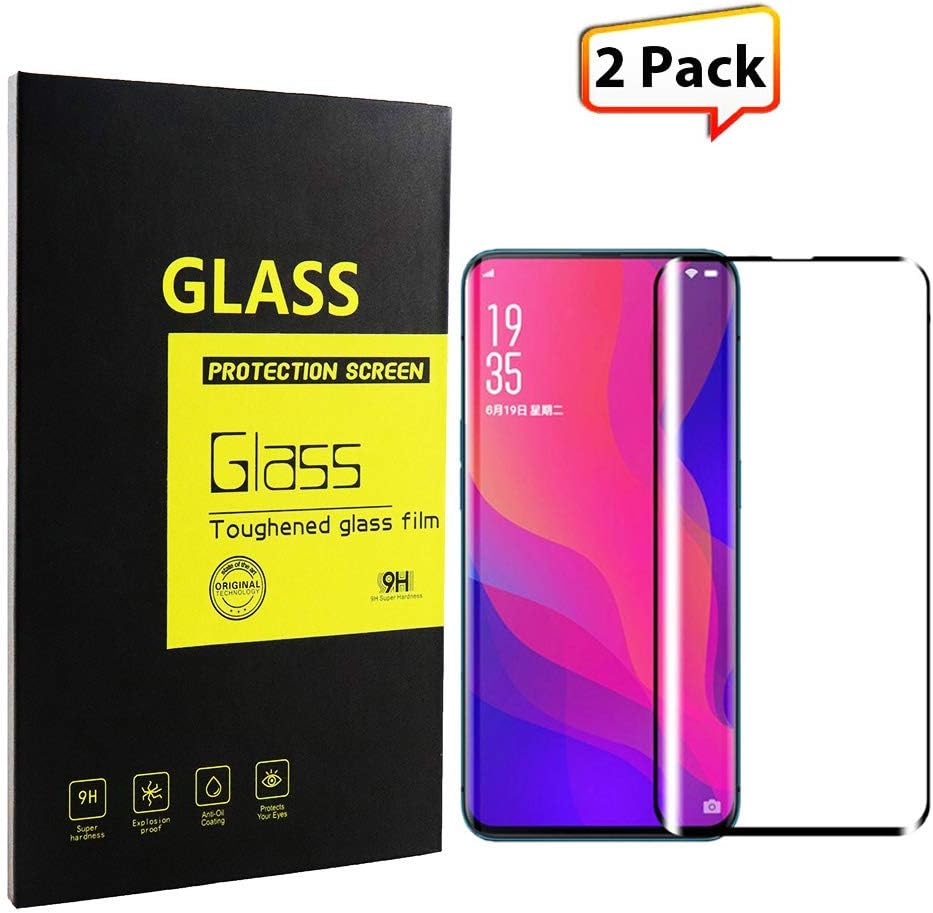 Oppo find x Glass Screen Protector (2 Pack) HD Clear Anti-Fingerprint Anti-Scratch Ultra-Thin 3D Curved 9H Full Coverage Bubble-Free