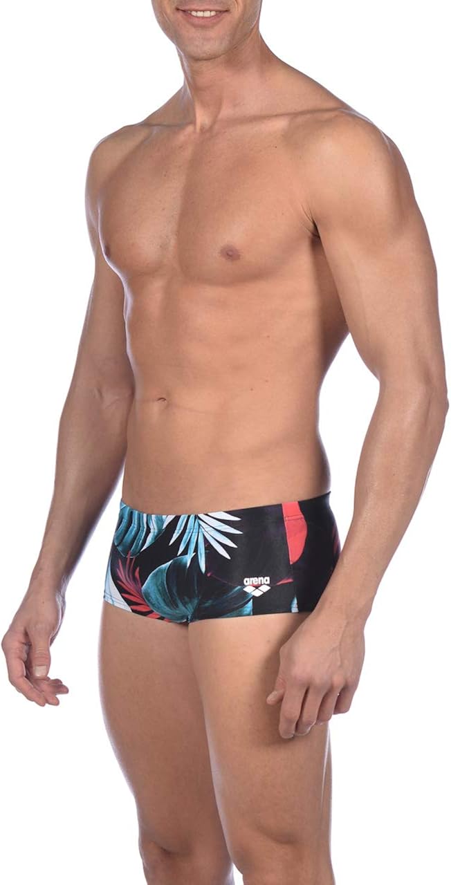 Arena Men Low Waist Swim Shorts Tropical Leaves Swim Trunks - Black-Multi-Coloured, 40 - Image 3