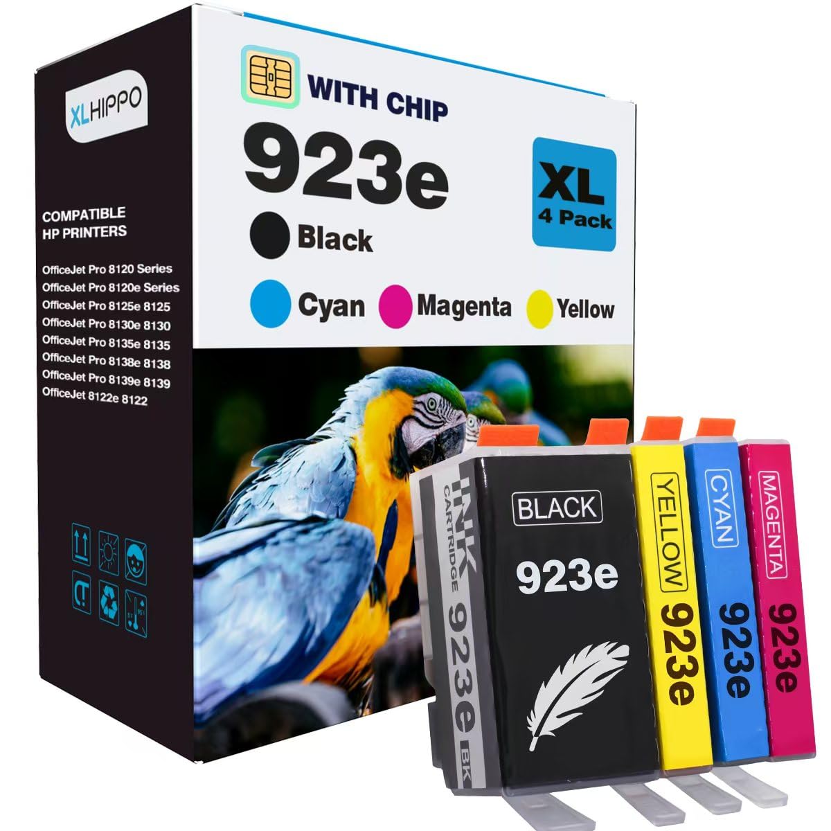 Photo 1 of 923XL 923e 923 Ink Cartridges for HP Printers 8130e 8135e Replacement HP Ink 923 Combo Pack, HP923e HP923 Ink Cartridges Work on Office Jet Pro 8138e 8139e 8125e 8122e 8120 8130 Series |4 Pack
