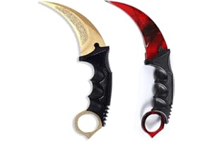 Milaloko Karambit Knife Fixed Blade Tactical Camping Tool, 2 Pieces Stainless Steel Outdoor Hunting Knife with Sheath and Cord, Suitable for Hiking, Adventure, Survival and Collection (Gold&Red)