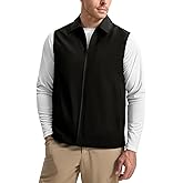 Rdruko Men's Golf Vest Lightweight Outerwear Windproof Water Resistant Grid Lining Vest with Zipper Pockets for Casual