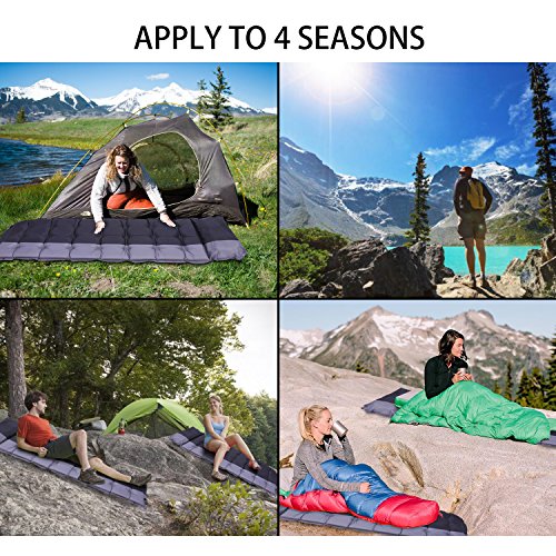 OUTCAMER Sleeping Pad with Attached Pillow, Self Inflating Sleeping Pad, Lightweight Inflatable Foam Padding Sleeping Mat for Camping Backpacking Hiking - Insulated Compact - for Kids