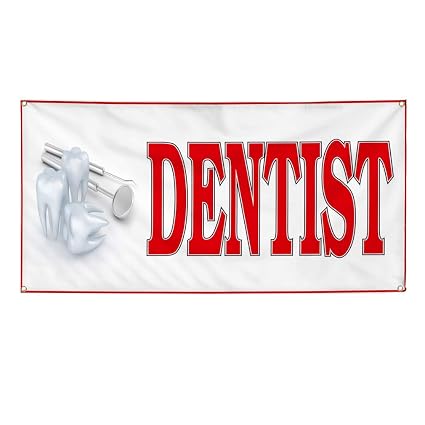 Amazon Com Vinyl Banner Sign Dentist White Red Health Care