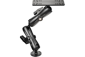 VAUBORTTI Aluminum Fish Finder Mount with 1.5'' Ball, 14.76'' Dual Rod Extended Arm for Longer Lengths, Marine Electronic Mount for Garmin, Lowrance, Raymarine,Compatible with RAM C-Size Kit