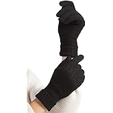 Fishers Finery Women's 100% Pure Cashmere Gloves | Cable Knit Design