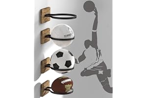 AIDILI Wall Mount Basketball Holder, Ball Storage Holders Display Rack for Autograph Basketball, Football, Soccer, Volleyball Collection, Sports Accessories Organizer for Player Fans