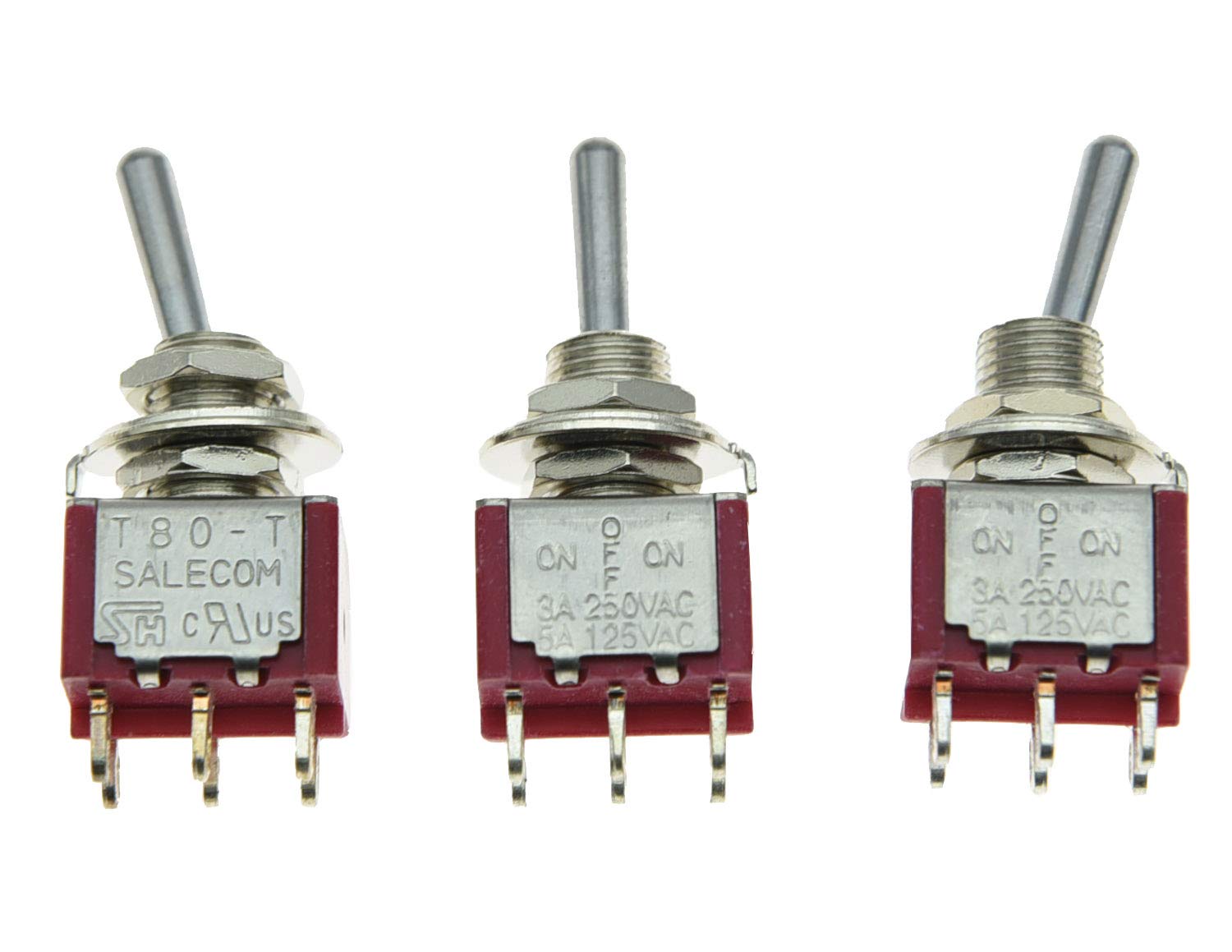 SALECOM 3x DPDT 3 Position ON OFF ON Guitar Mini Toggle Switch Car/Boat Switches