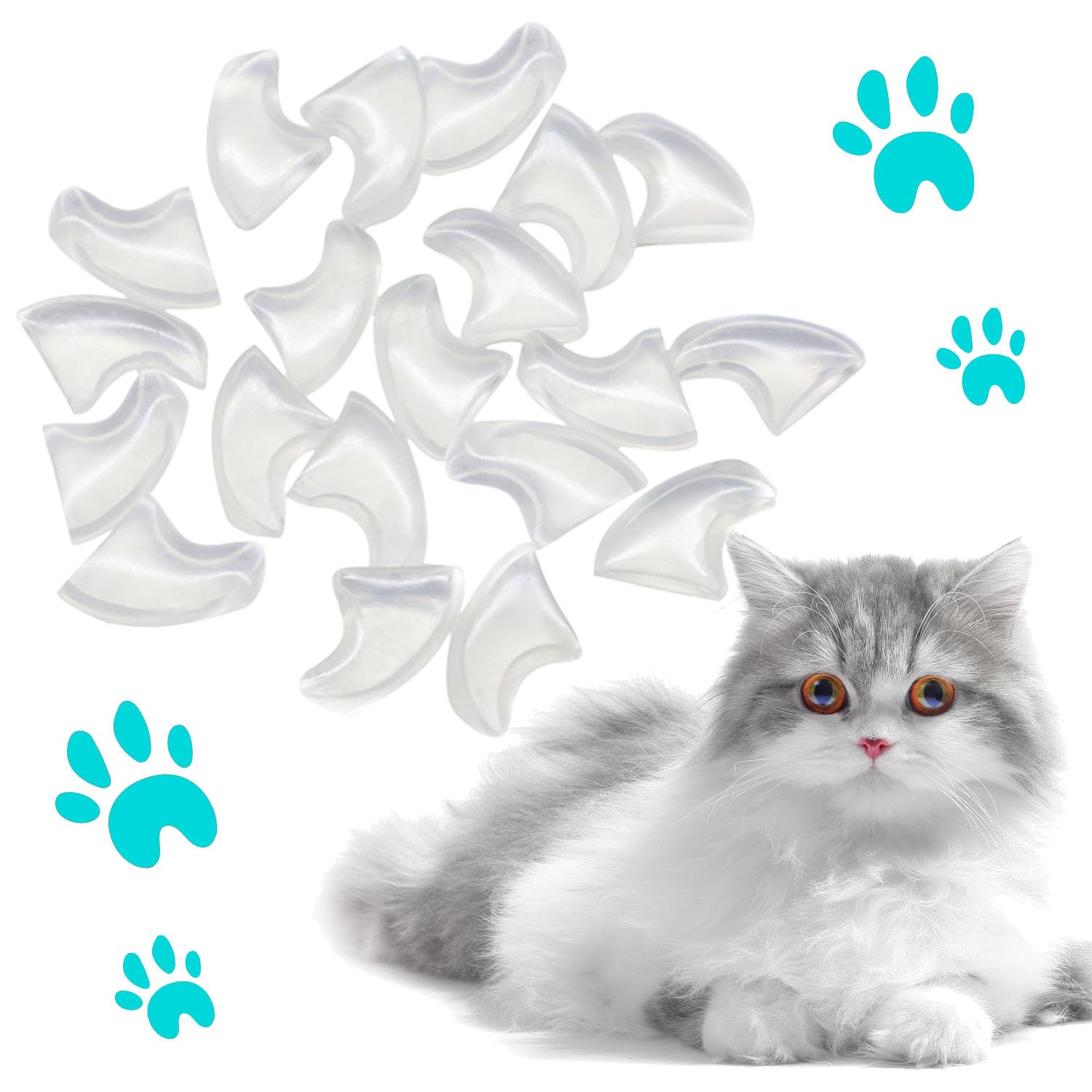 Photo 1 of 100pcs Cat Nail Caps Clear Cat Claw Covers Kitten Nail Caps with Adhesives and Applicators (Extra Small)