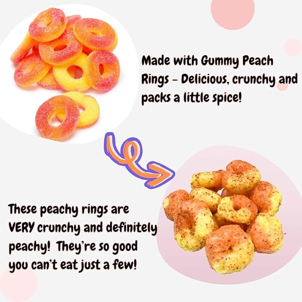 G-BOX FREEZE DRIED PEACH RINGS, TIKTOK TREND ITEMS, FREEZE DRIED CANDY, SPICY MEXICAN CANDY DELIGHTFUL CRUNCHY FRUITY FLAVORFUL BURST, AIR-TIGHT SEALED IN A CONTAINER (CHAMOY CANDY)