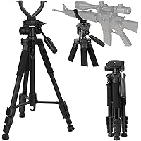Higoo Rifle Shooting Rest Tripod with V Yoke Bracket V Shaped Gun Rack for Hunting，Aluminum Construction