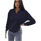 SOLY HUX Women's Half Zip Sweatshirt Long Sleeve Mock Neck Drop Shoulder Casual Pullover Tops Fall Clothes