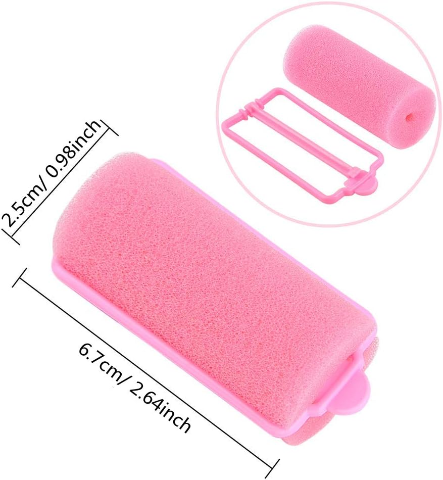 wordmouk 30 Pieces Sponge Hair Rollers (25 mm) Pink Foam Roller Soft Sleeping Curlers Heatless DIY Styling Hairdressing Tools for Women and Kids - Image 3