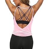 LEXISLOVE Womens Workout Shirts Sexy Open Back Activewear Workout Clothes Sports Yoga Tank Tops