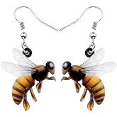 DUOWEI Acrylic Cute Anime Honey Bee Earrings Insect Drop Dangle Jewelry for Women Charms Gifts
