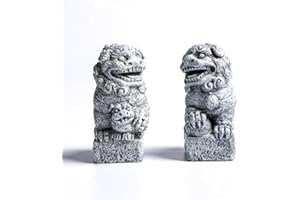 Smoothedo-Pets Fish Tank Decorations Aquarium Decoration Mini/Pair Size Ornaments Accessories Fish Hides Asian Garden FengShui Beast Dog (Mini Lion Statue/Pair)