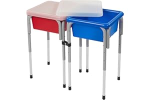 Back2School Express Double Sensory Table with Lids, Adjustable Table, Blue/Red