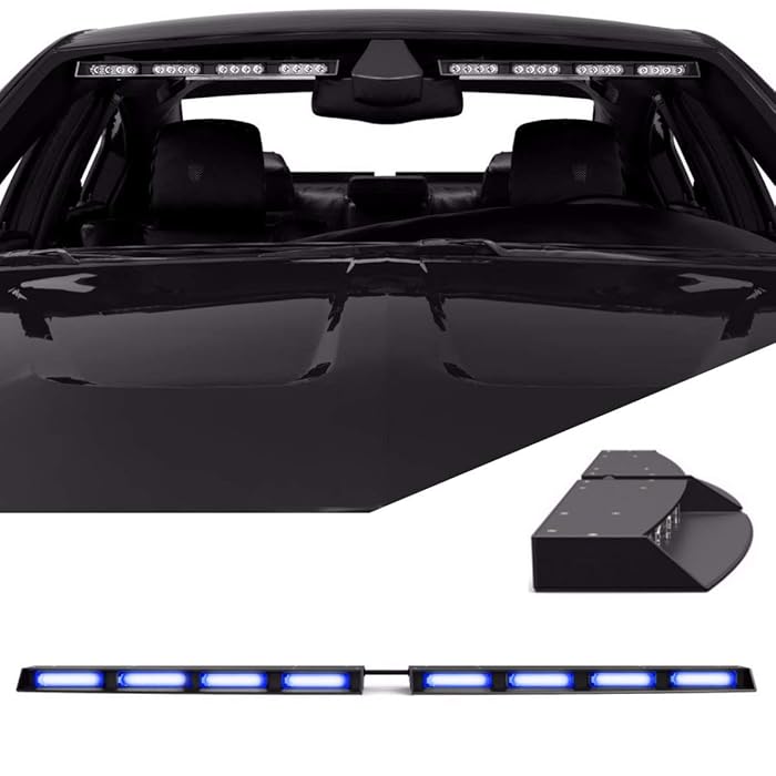 Raptor-X TIR Interior Upper Windshield Split LED Visor Light Bar for Emergency Vehicle Warning Visor Lights - Blue/Blue