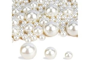Suream Floating Beads for Centerpieces, 250PCS No Hole Faux Ivory Pearls and 2300PCS Water Beads for Vase Filler, Round Glossy Polished Pearls for Table Scatters, Wedding Party, Album Decor, 8/14/20mm