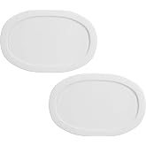 CorningWare F-15-PC (15oz) French White Plastic Lids (2-Pack) | Durable Plastic | Secure Fit | Replacement Cover | Easy Grip | Top-Rack Dishwasher Safe