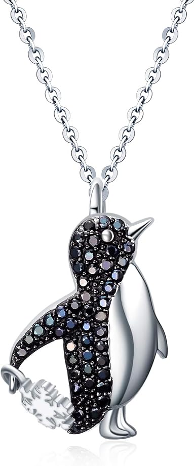 Penguin Necklace With Birthstone on 