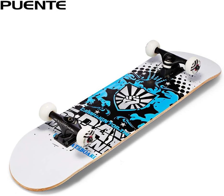 U-Shaped Transverse Skateboard 7-Layer Maple Wood Deck with T-Shape Tool for Kids Adults Beginners 31-Inch