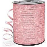 HimBen 500 Yards Curling Ribbon for Gift Wrapping, 3/16" Balloon String for Christmas Valentine Birthday Wedding Party Festival Decoration, Crafts, Flower Bouquet(Glitter Pink)