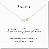 Boma Jewelry Sentiments Collection Mother & Daughter Sterling Silver Two Hearts with 14kt Gold Vermiel Necklace, 18 Inches